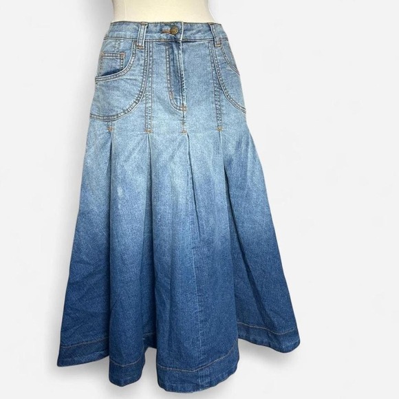 BDG Blue Ombre Denim Midi Skirt - Picture 2 of 5